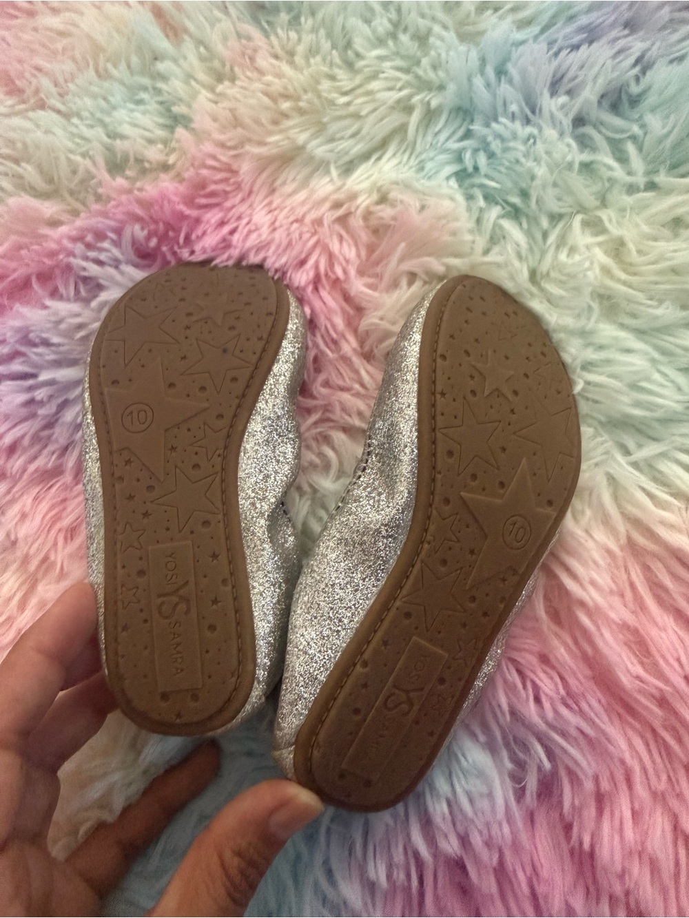 Yosi Samra Silver Glitter Mary Jane Flats for toddle Girls - Picture 6 of 8